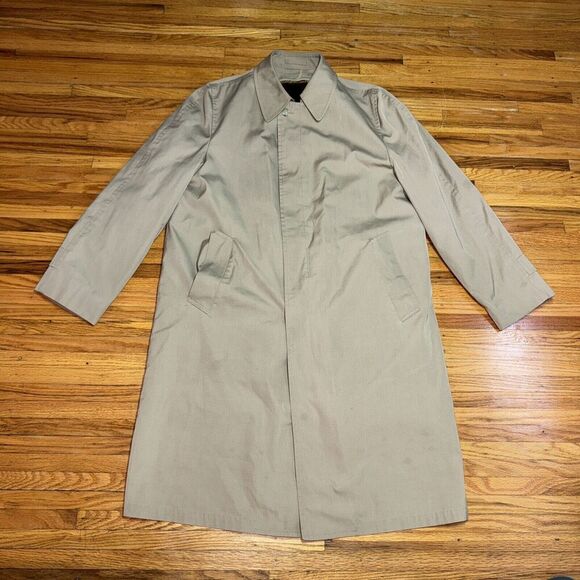 London Fog 40 Long Khaki Trench Coat - Picture 1 of 3